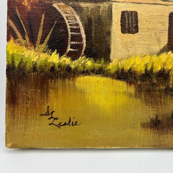 Original Art GRIST MILL Oil on Canvas unframed small fall - Picture 3 of 4